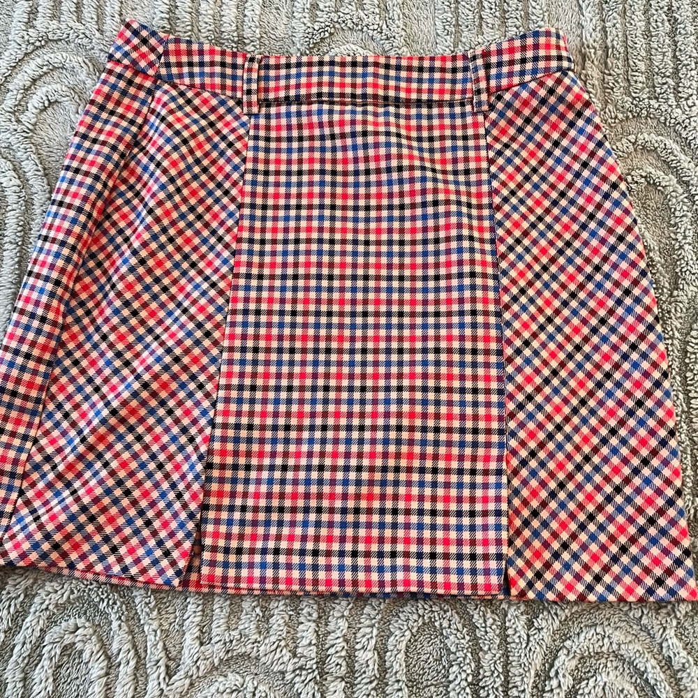 Bershka Red and Blue A-Line Mini Skirt